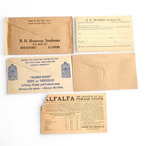 Seed Company Advertising 5 Envelopes HW Buckbee RH Shumway‎ Farmer Seed Vintage - Picture 5 of 5